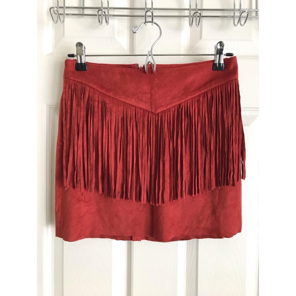 Suede Fringed Skirt